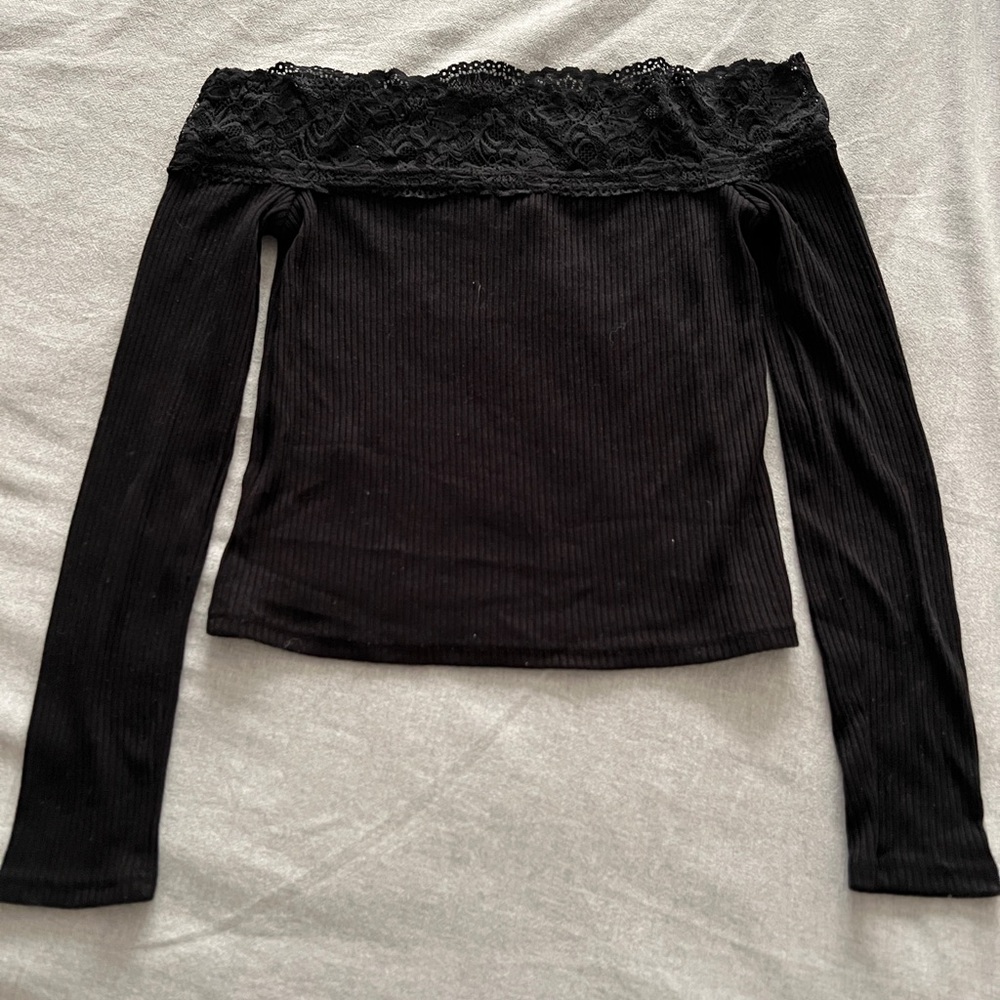 Black Lace Off the Shoulder Top